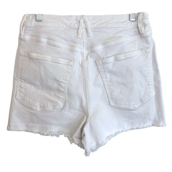 Good American Women's White Bombshell Denim Short Frayed Asymmetric Hem sz 10 - Picture 3 of 6